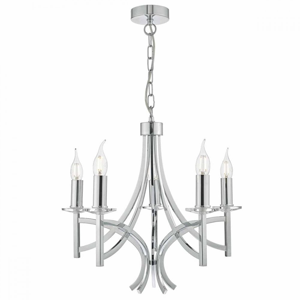 Lyon 5 Light Pendant Polished Chrome and Crystal