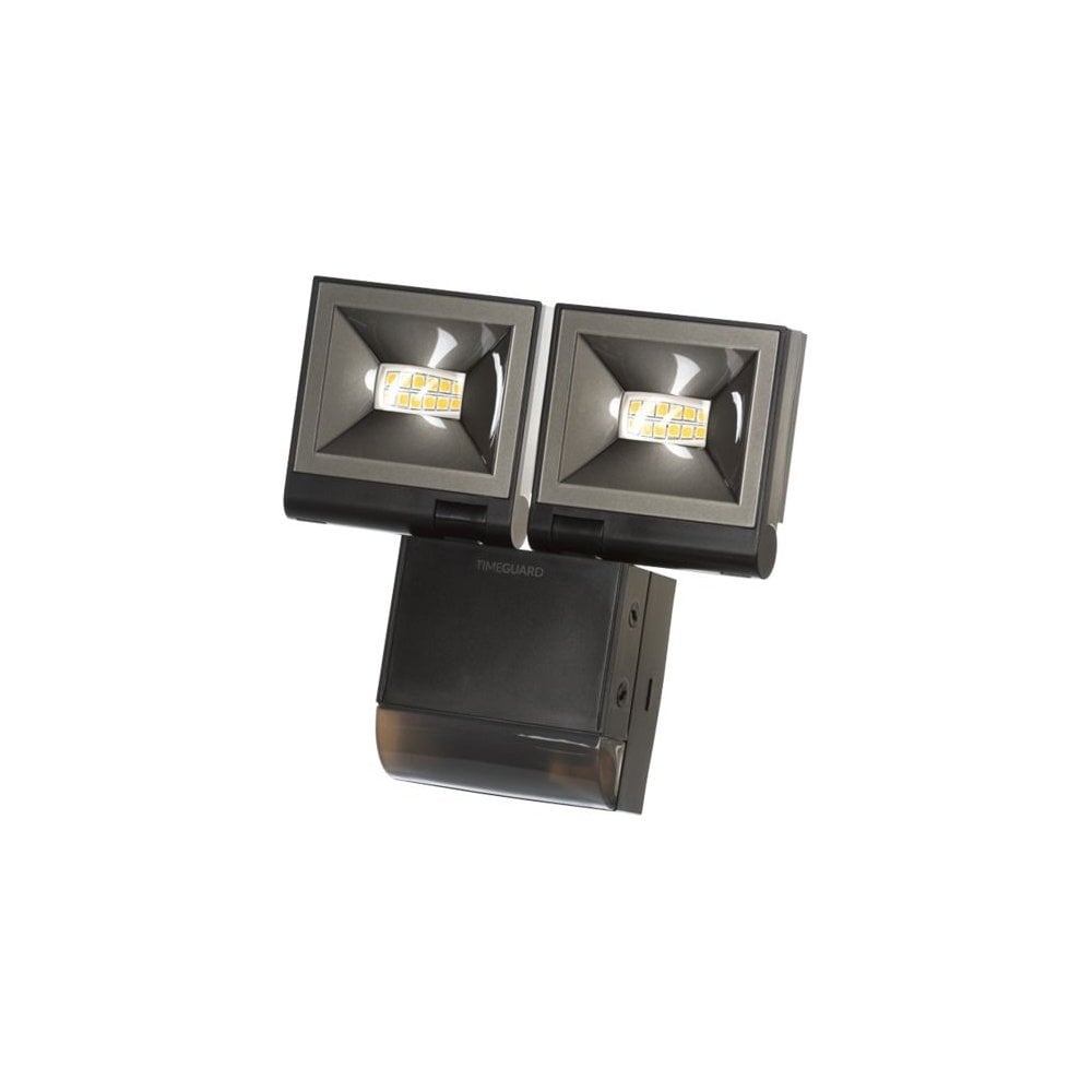 2X10W LED Compact PIR Floodlight Twin Flood Black