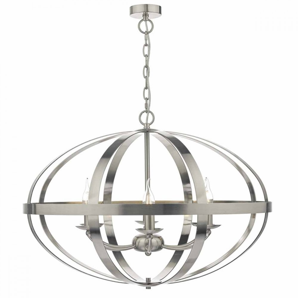 Smybol 6 Light Pendant in Satin Chrome Finish