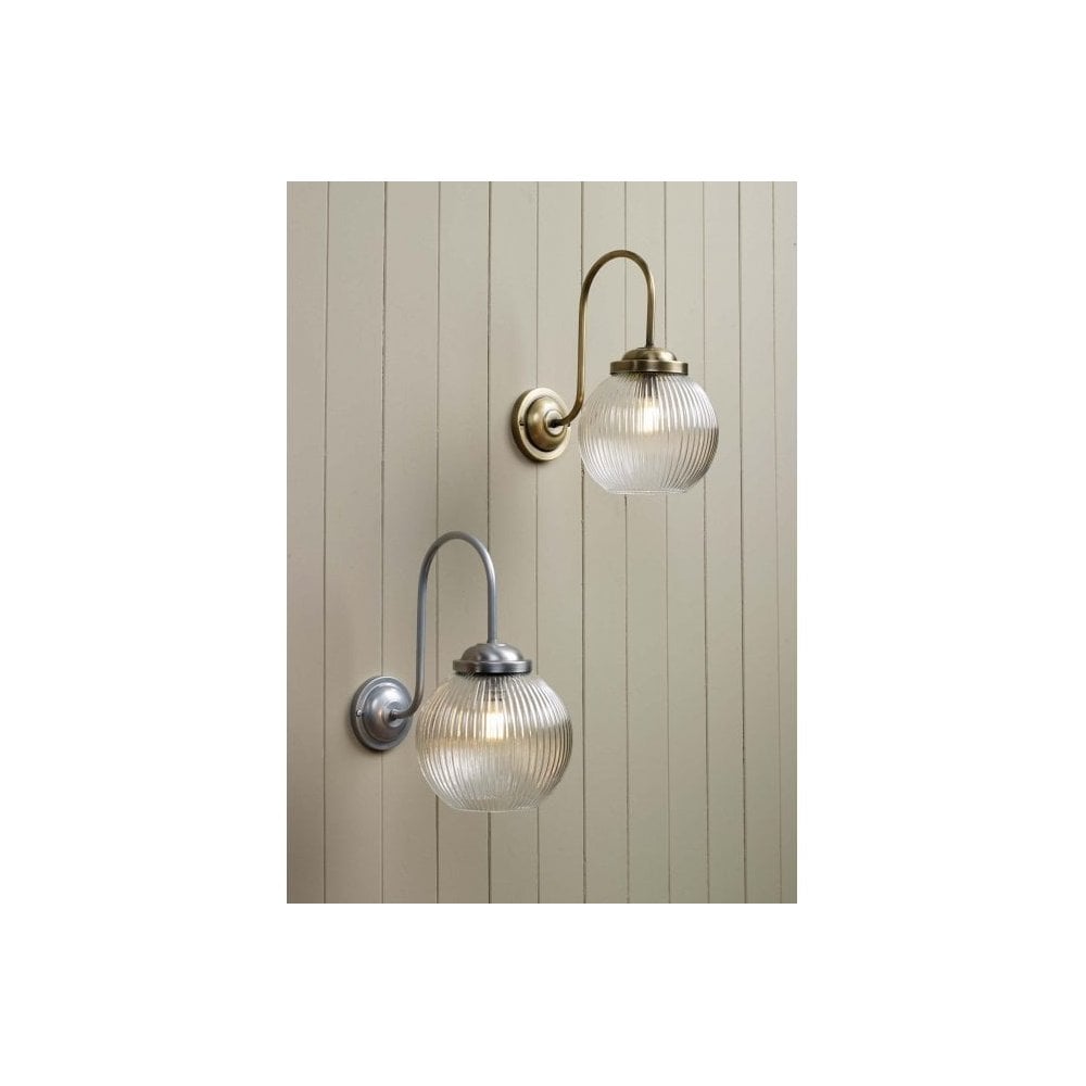 Henley Wall Light Bowl Shaped Reeded Glass Antique Brass