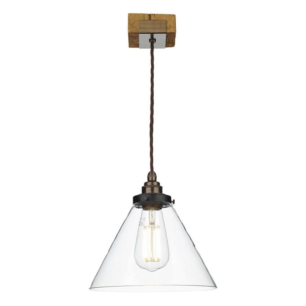 Aspen Wooden Antique Brass Single Pendant