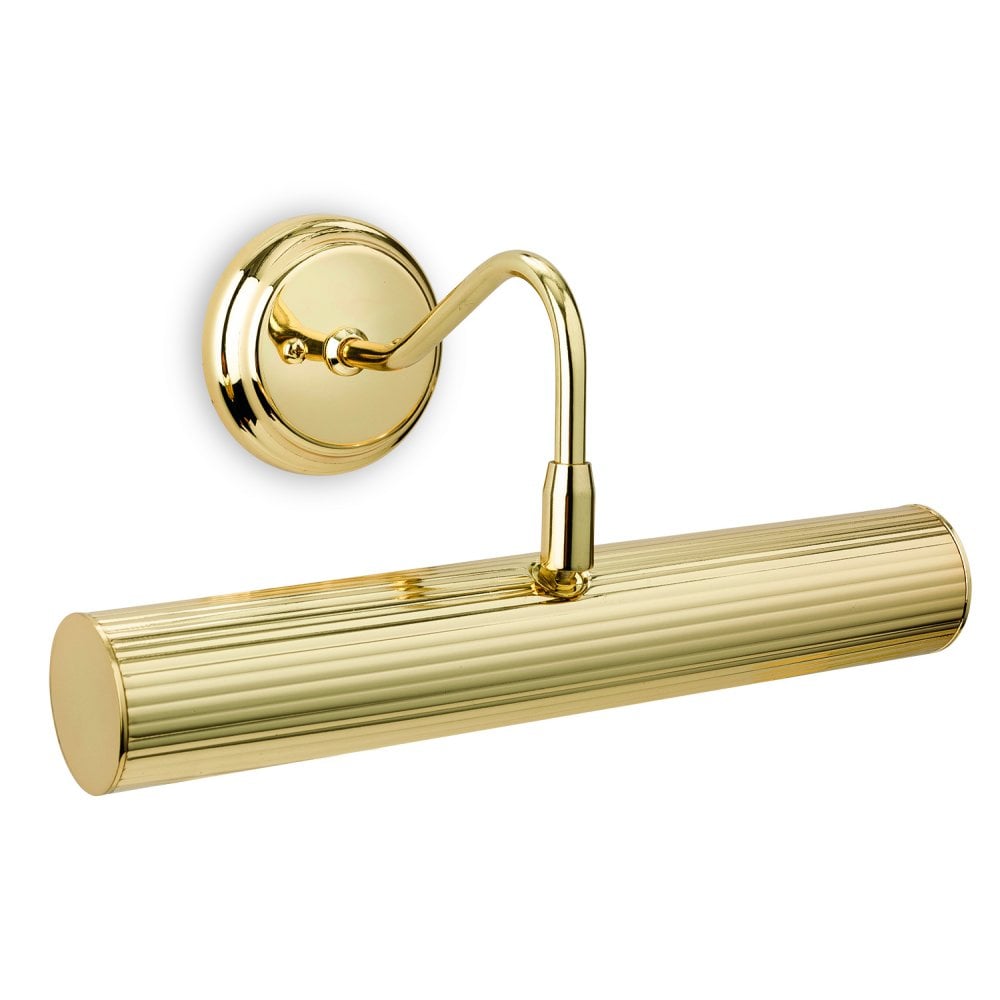 Reeded 300mm Picture Light in Polished Brass