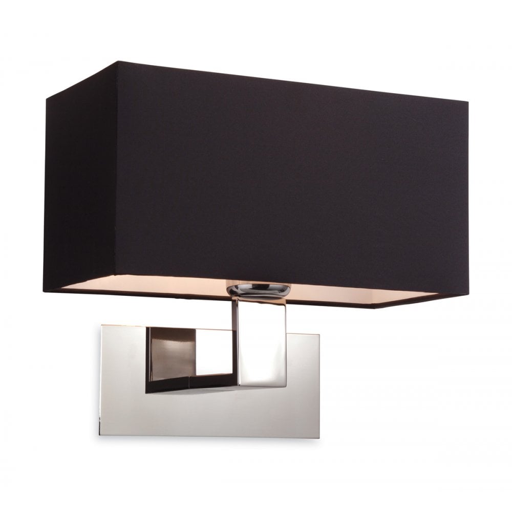 Prince Wall Light in Polished Stainless Steel C/W Black Shade