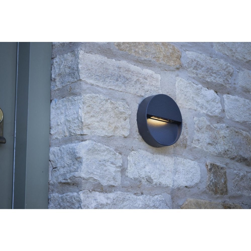 Ugo 1 Light Wall Light Round Eyelid Anthracite IP65 LED