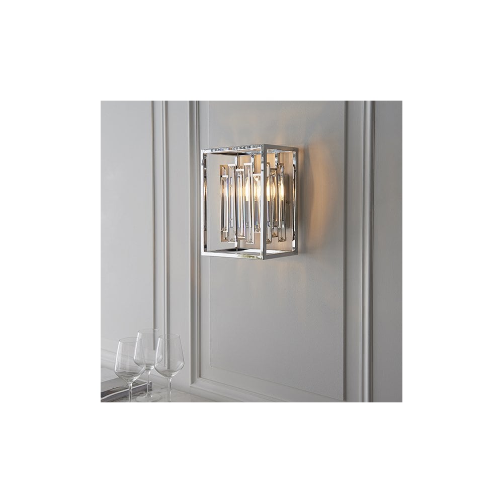 Acadia Wall Light in Chrome with Clear Crystal Rods