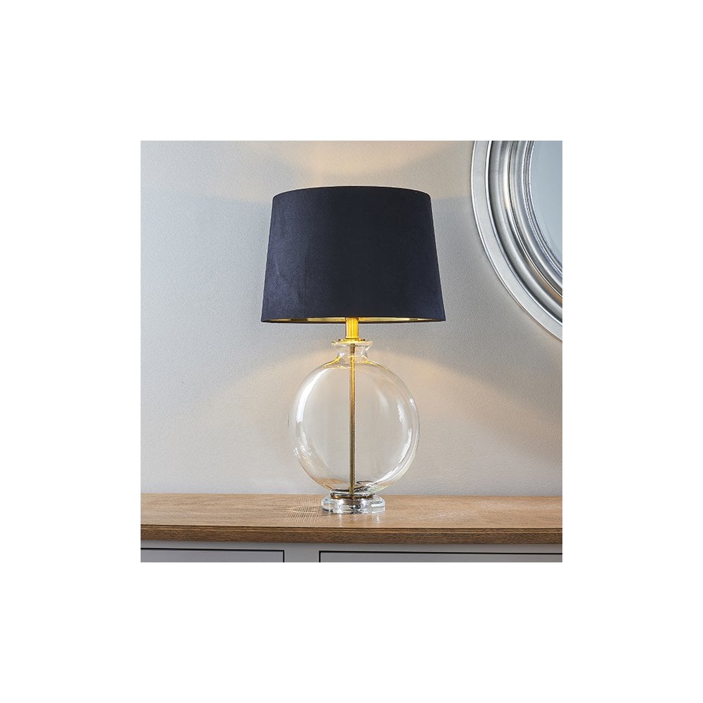 Gideon Glass Polished Nickel Table Lamp C/W Shade