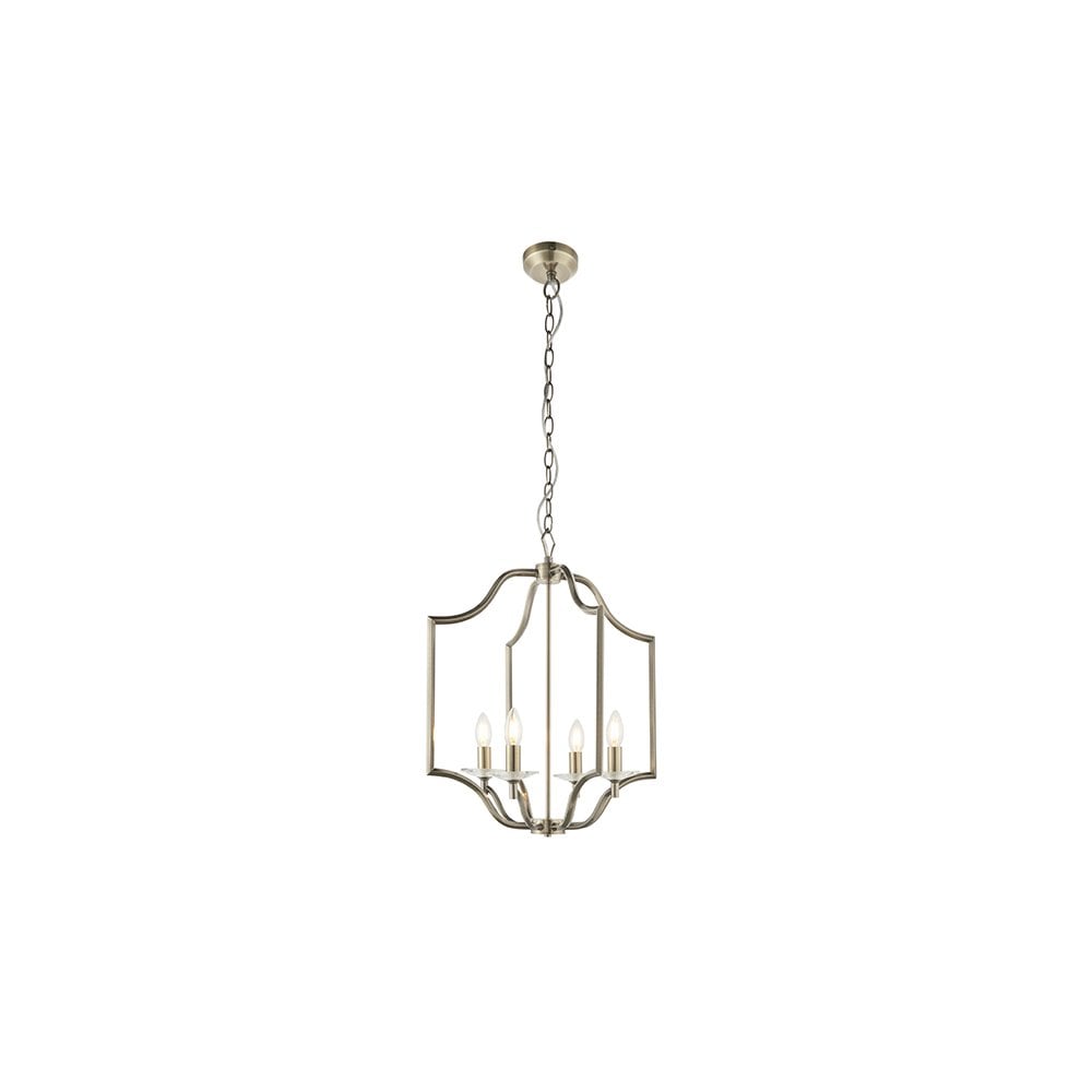 Lainey 4 Light Pendant in Antique Brass & Crystal