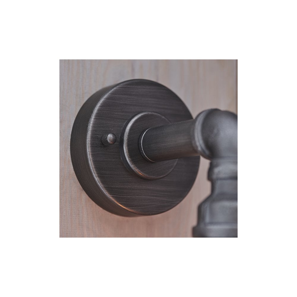 Pipe Single Industrial Wall Light in Pewter Finish