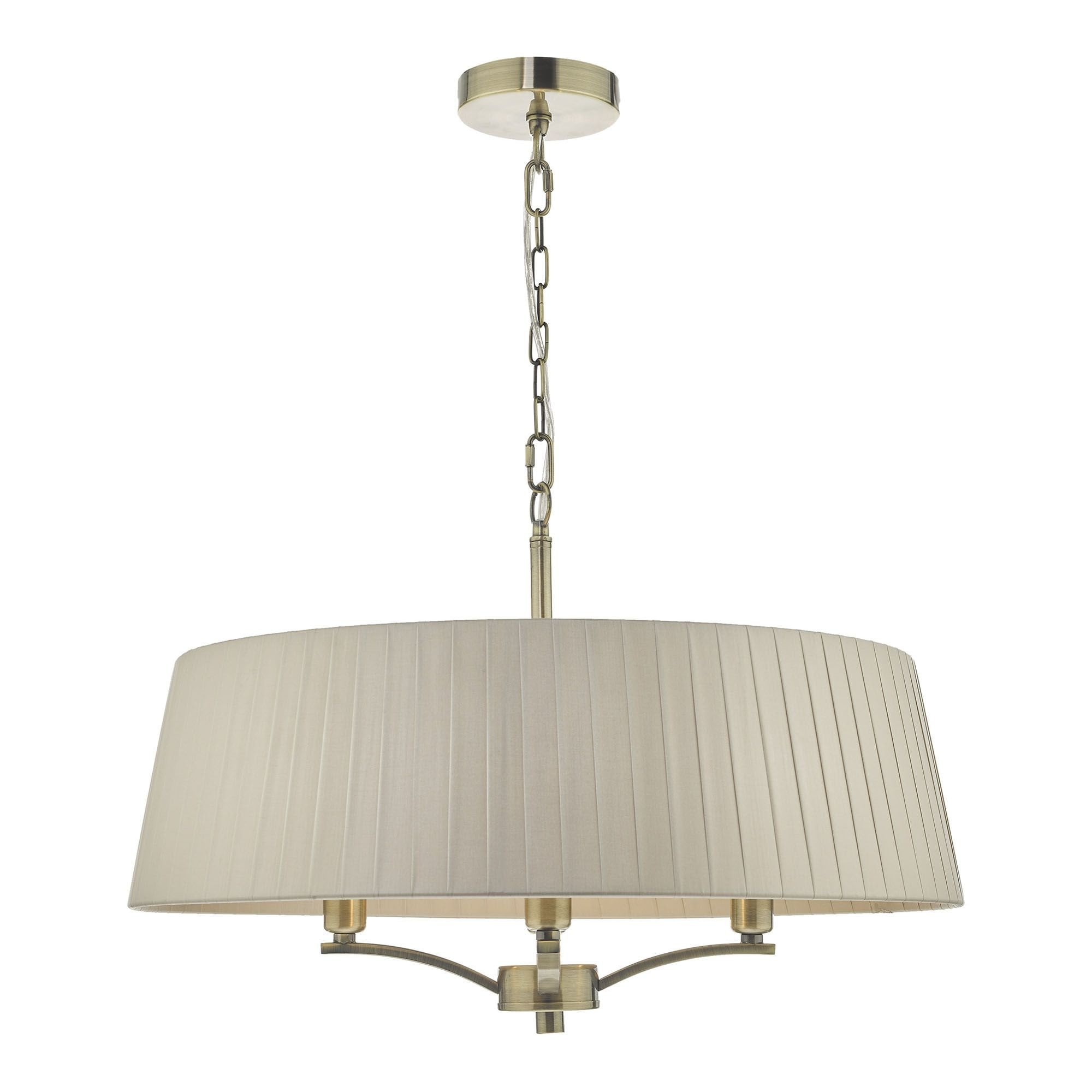 Cristin 4 Light Pendant Antique Brass with Taupe Shade