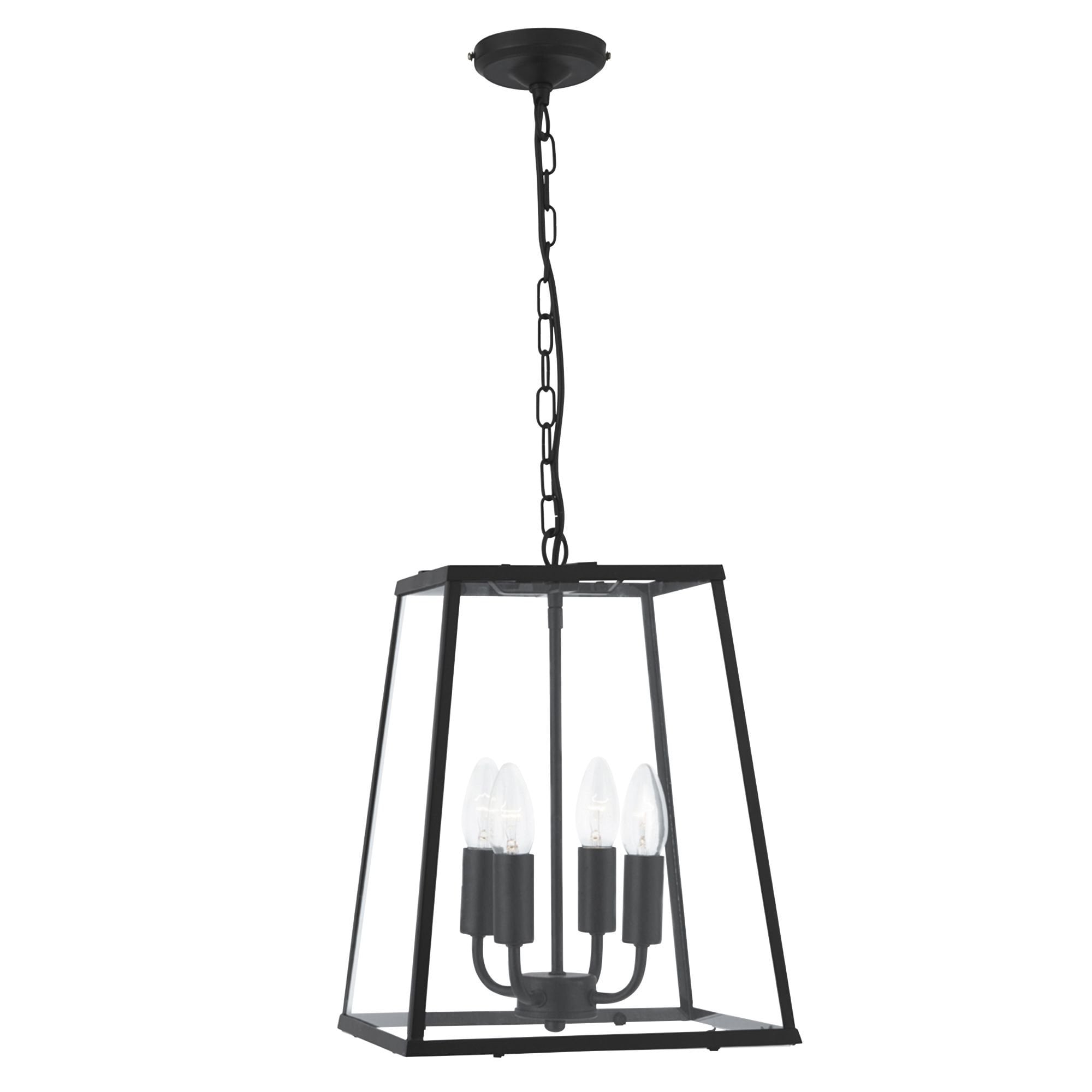 Voyager Matt Black Tapered Lantern 4 Light Pendant