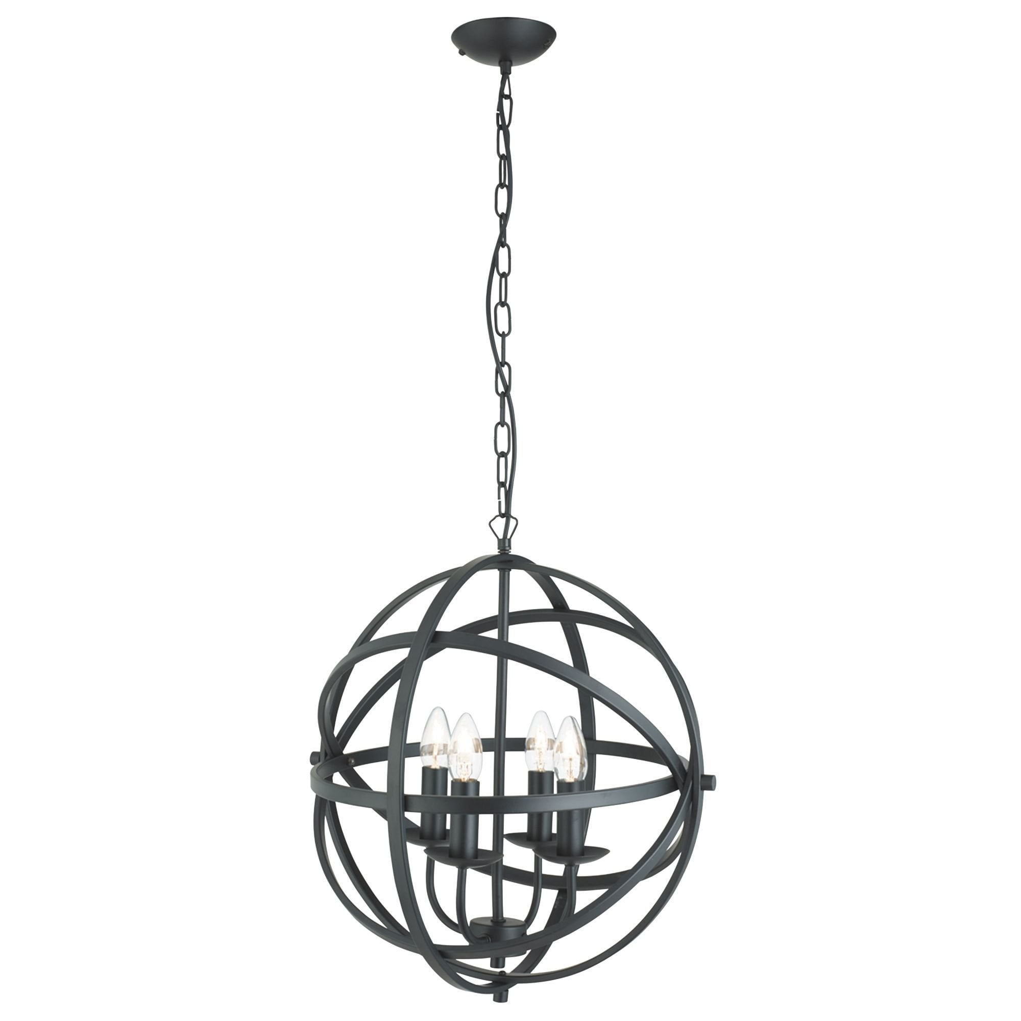 Orbit 4 Light Cage Frame Orb Pendant Matt Black
