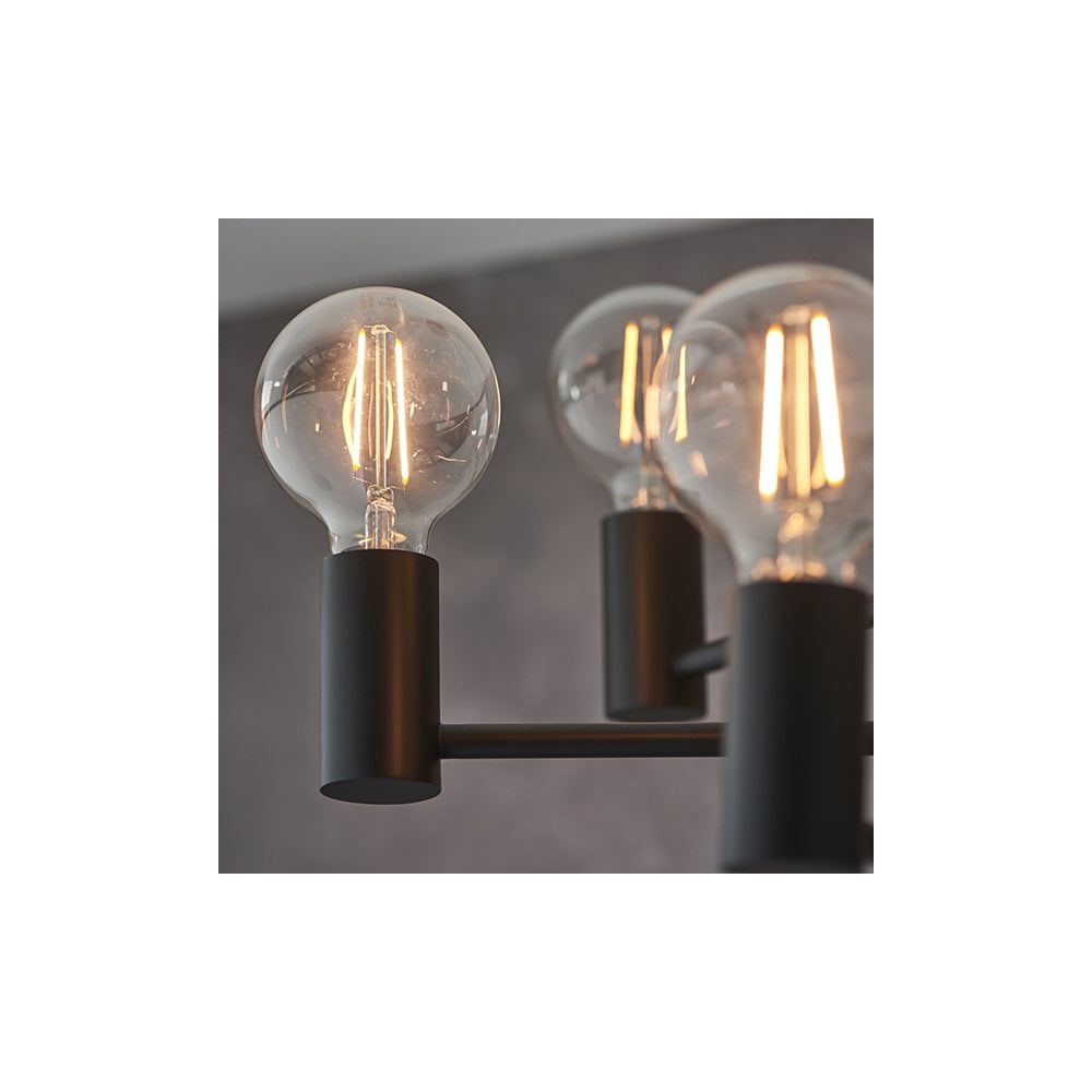Studio 6 Light Upturned Semi Flush Fitting in Matt Black
