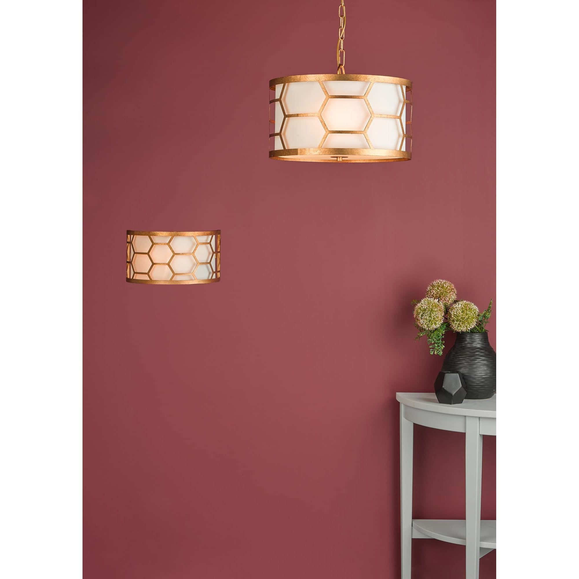 Epstein 3 light Pendant Gold with Ivory Shade