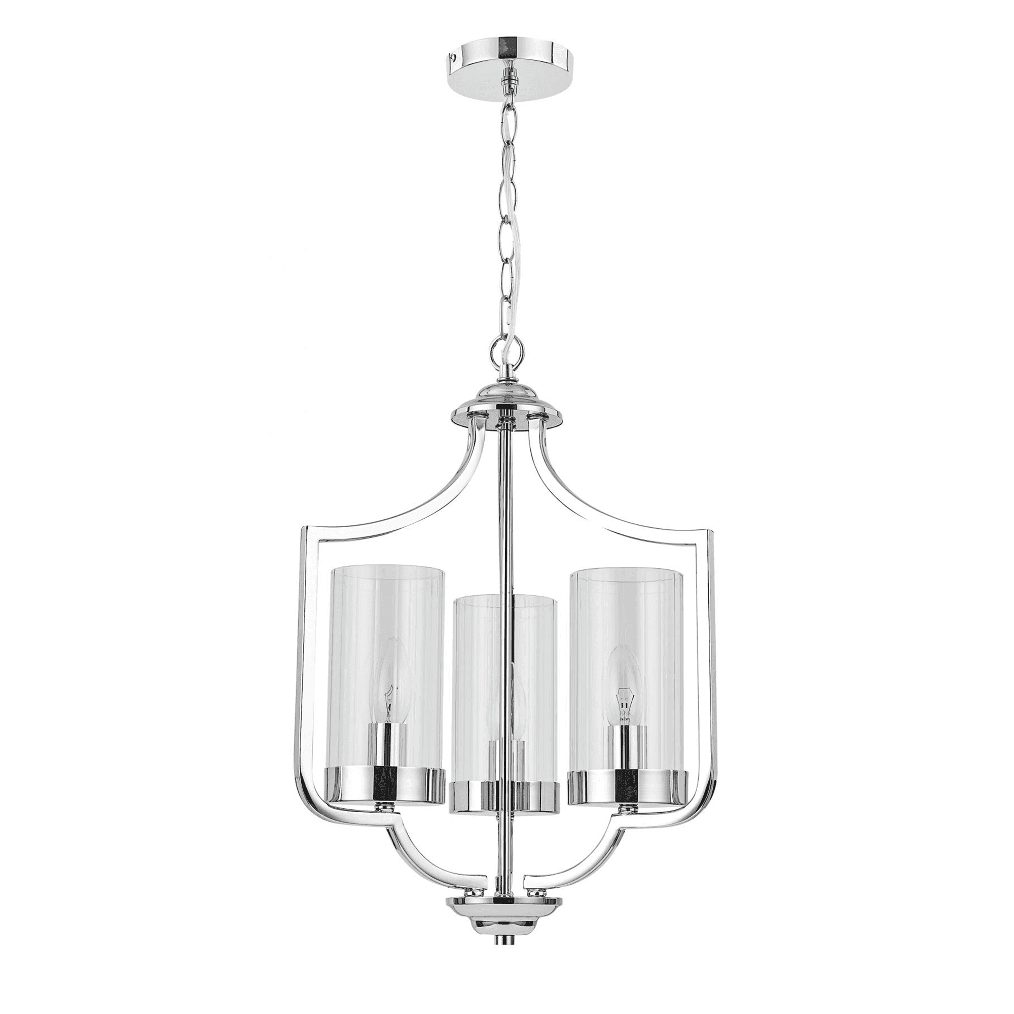 Ashley 3 Light Lantern Pendant Polished Chrome