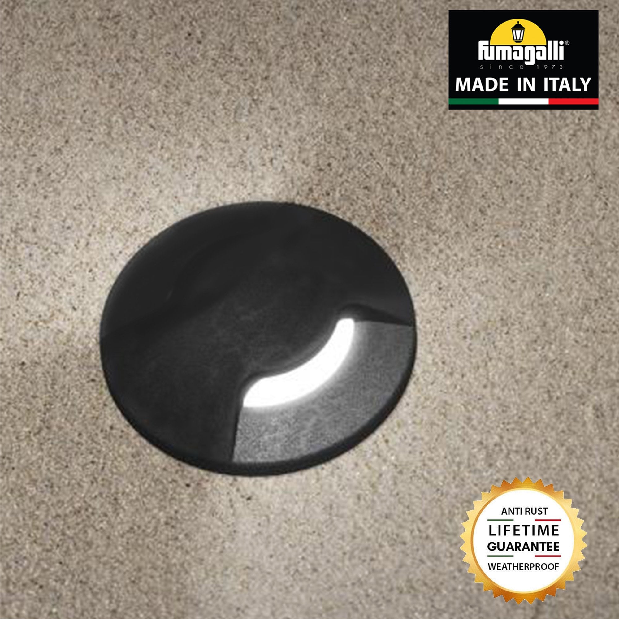 Aldo Round 1 Light Black Walkover or Recessed Wall Light