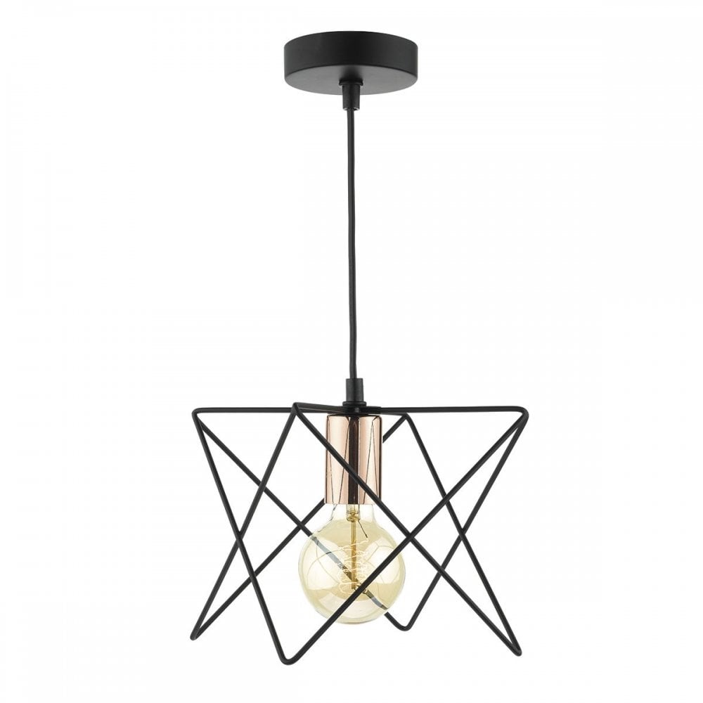 Midi Pendant in Matt Black & Bright Copper
