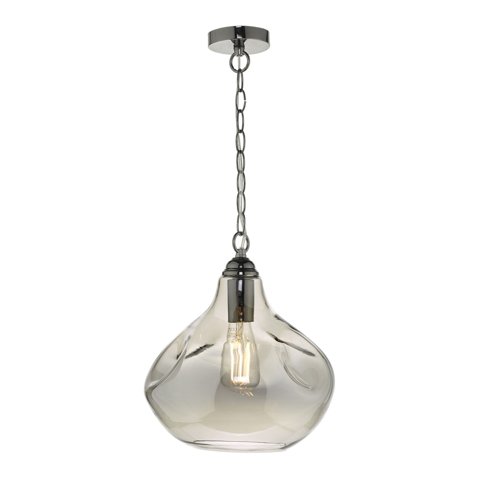 Esarosa Black Chrome And Smoked Glass Pendant
