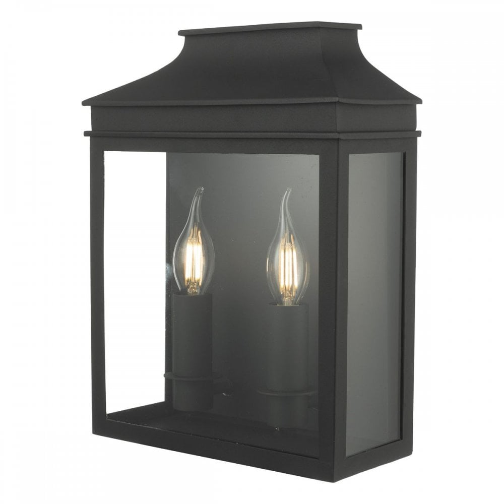 Vapour 2 Light Matt Black Lantern IP44