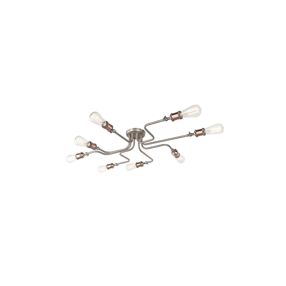Hal 8 Light Semi Flush in Aged Copper Finish