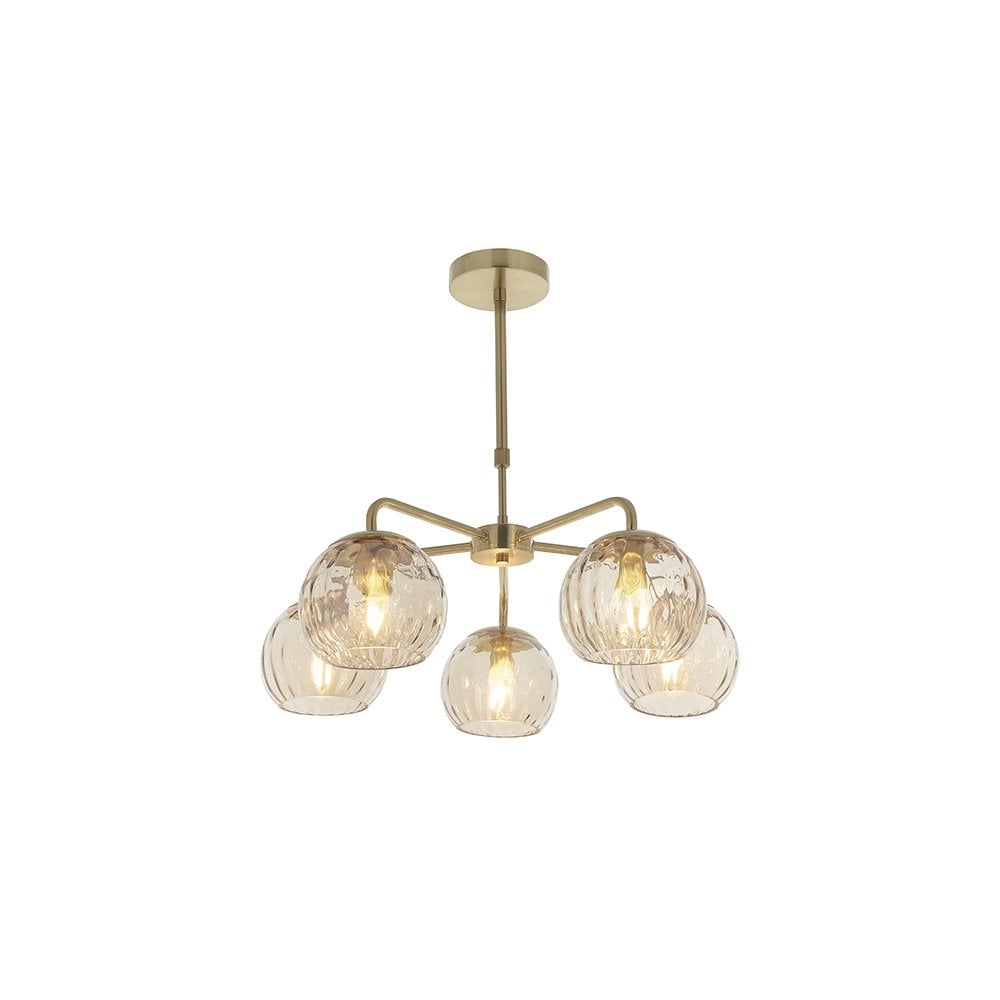 Dimple 5 Light Semi-Flush Fitting in Brushed Brass