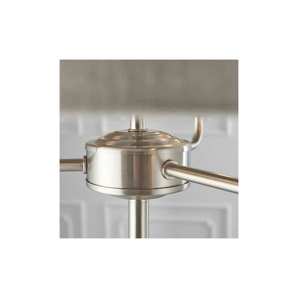 Highclere 3 Light Floor Lamp in Brushed Chrome C/W Natural Shade