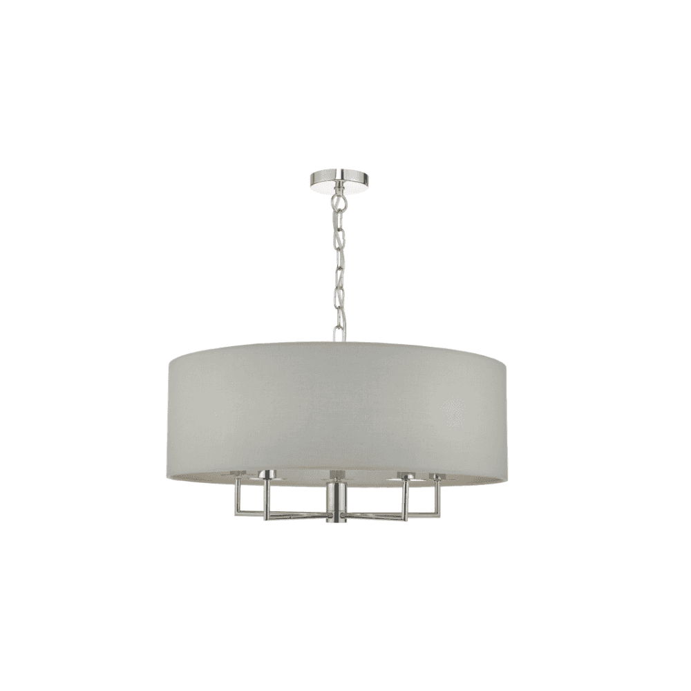 Jamelia 5 Light Pendant Polished Chrome & Grey
