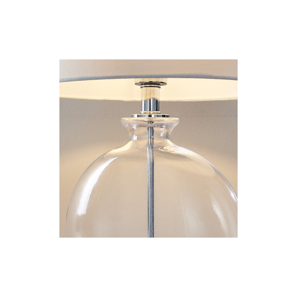 Gideon Glass Polished Nickel Table Lamp C/W Shade