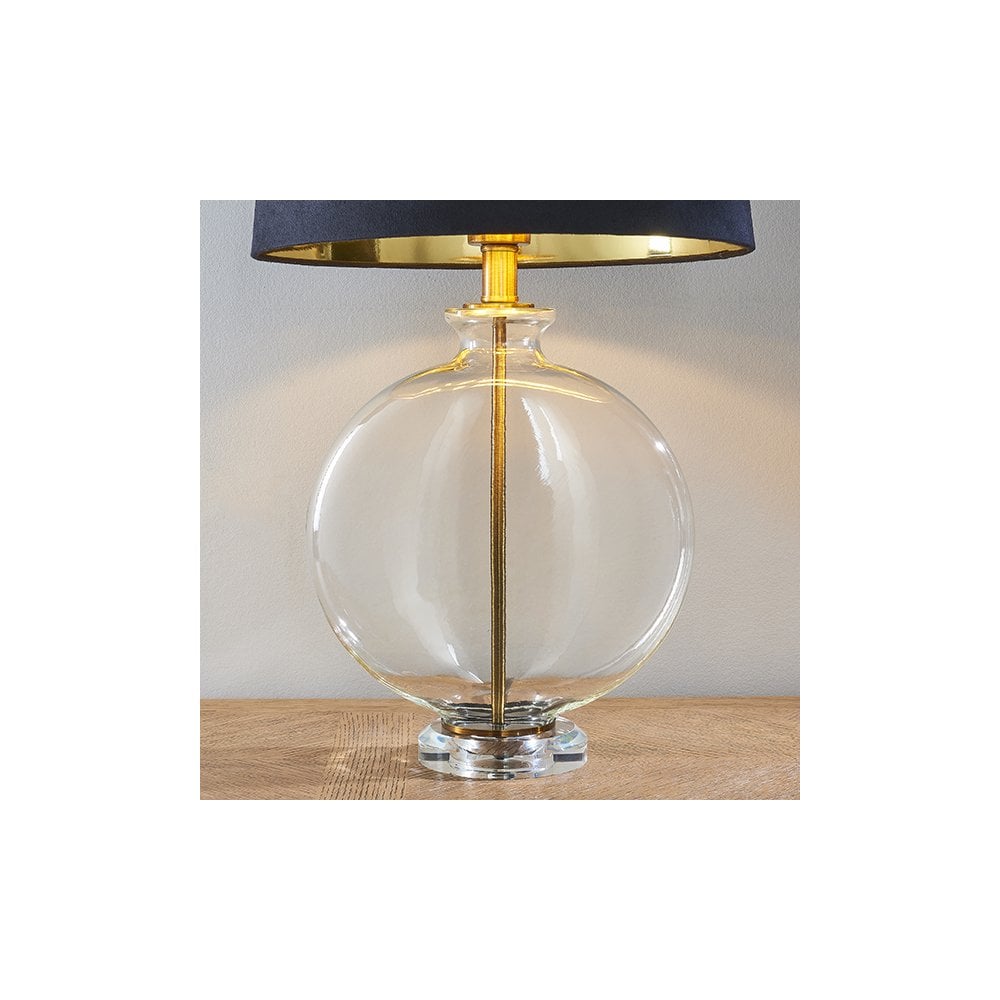 Gideon Glass Antique Brass Table Lamp C/W Shade