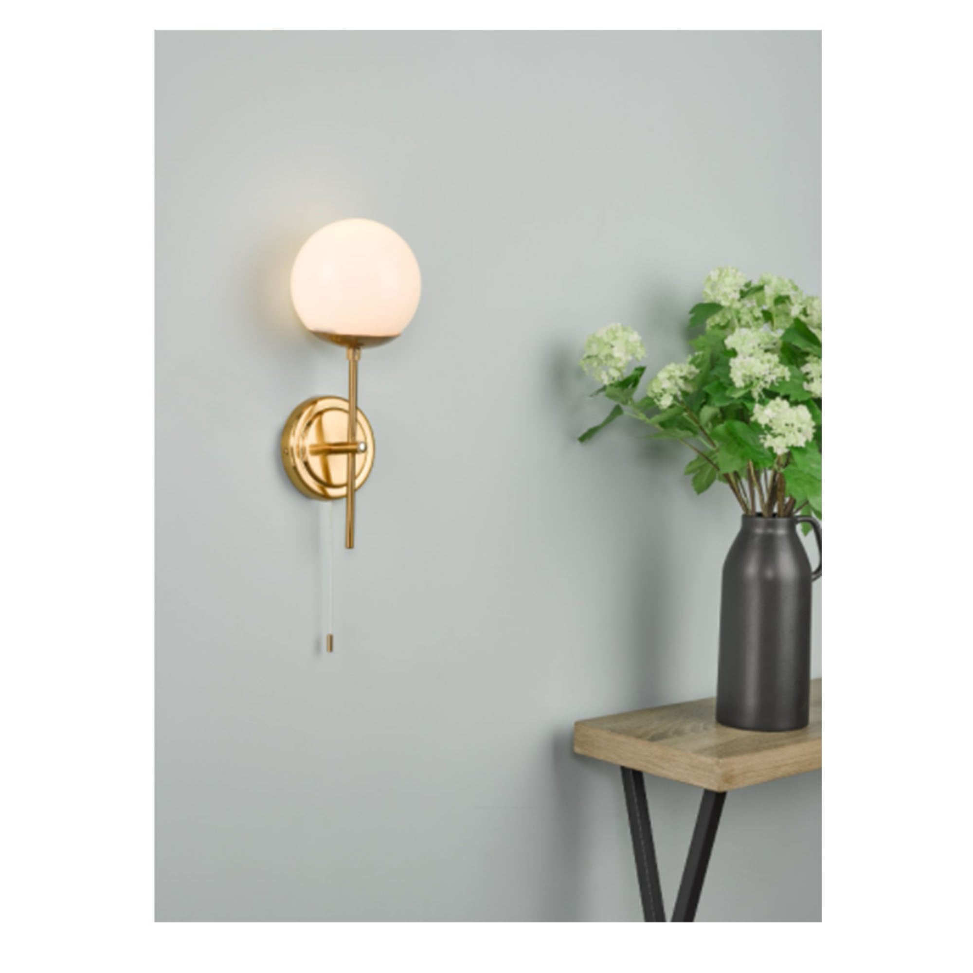Bombazine Wall Light Natural Brass Opal Glass