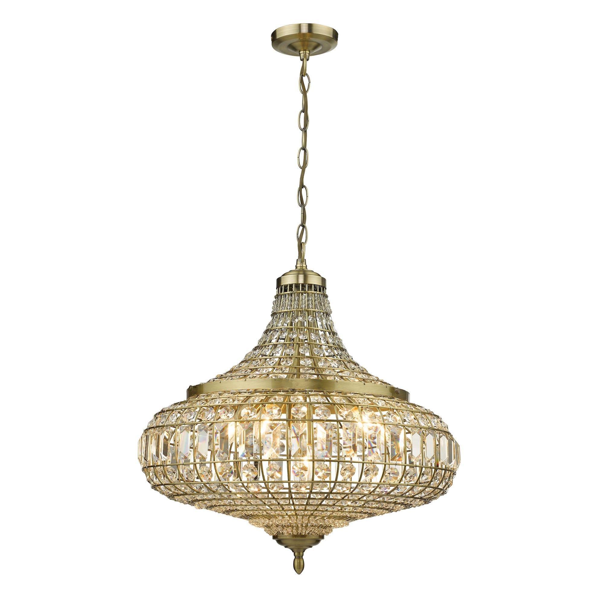 Asmara 6 Light Pendant Antique Brass Crystal
