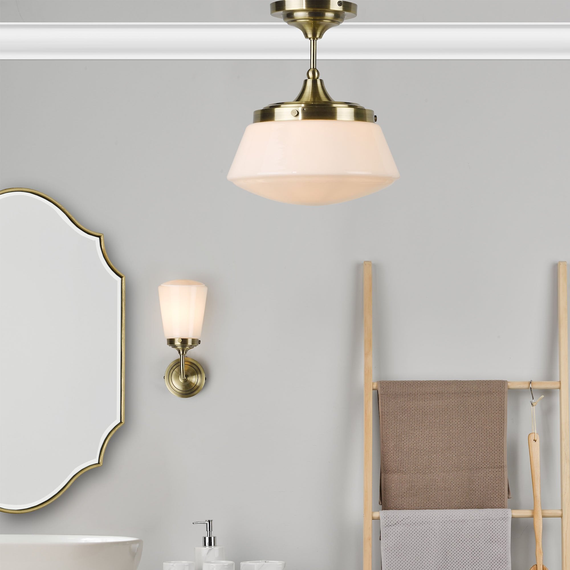 Caden Semi Flush Antique Brass