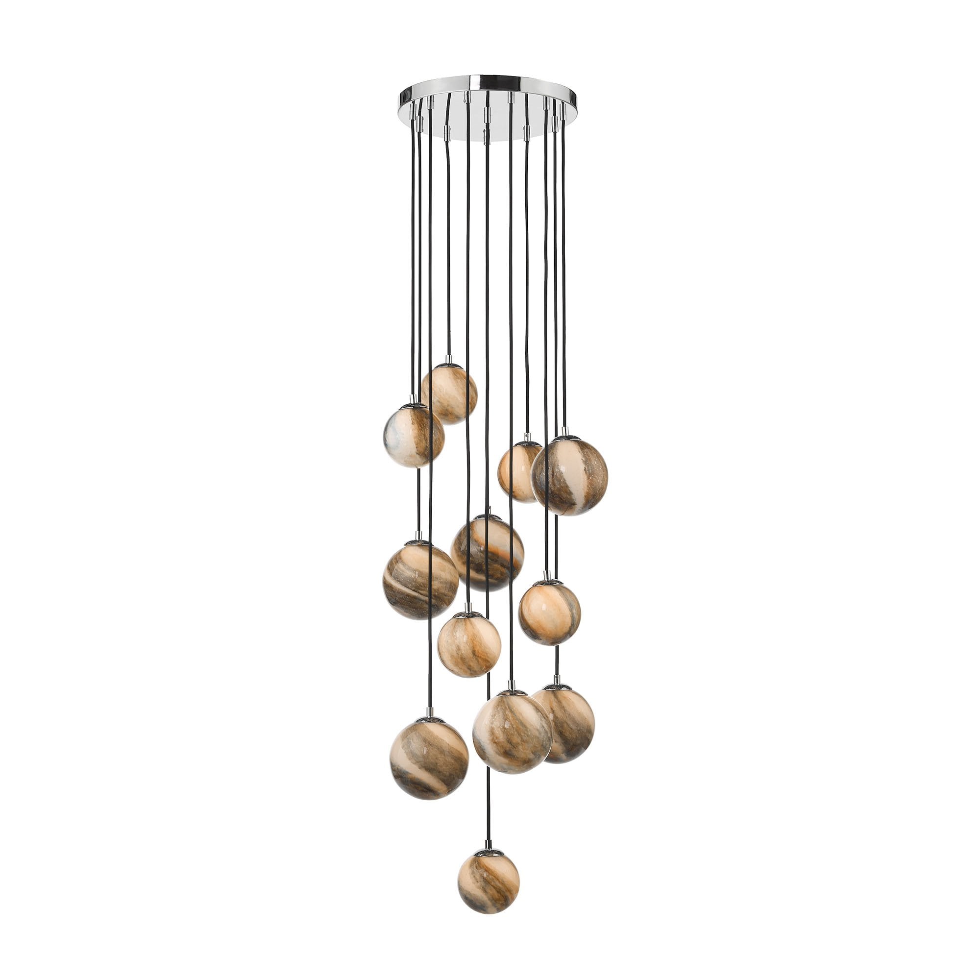Mikara 12 Light Cluster Pendant Polished Chrome Glass 2.5M