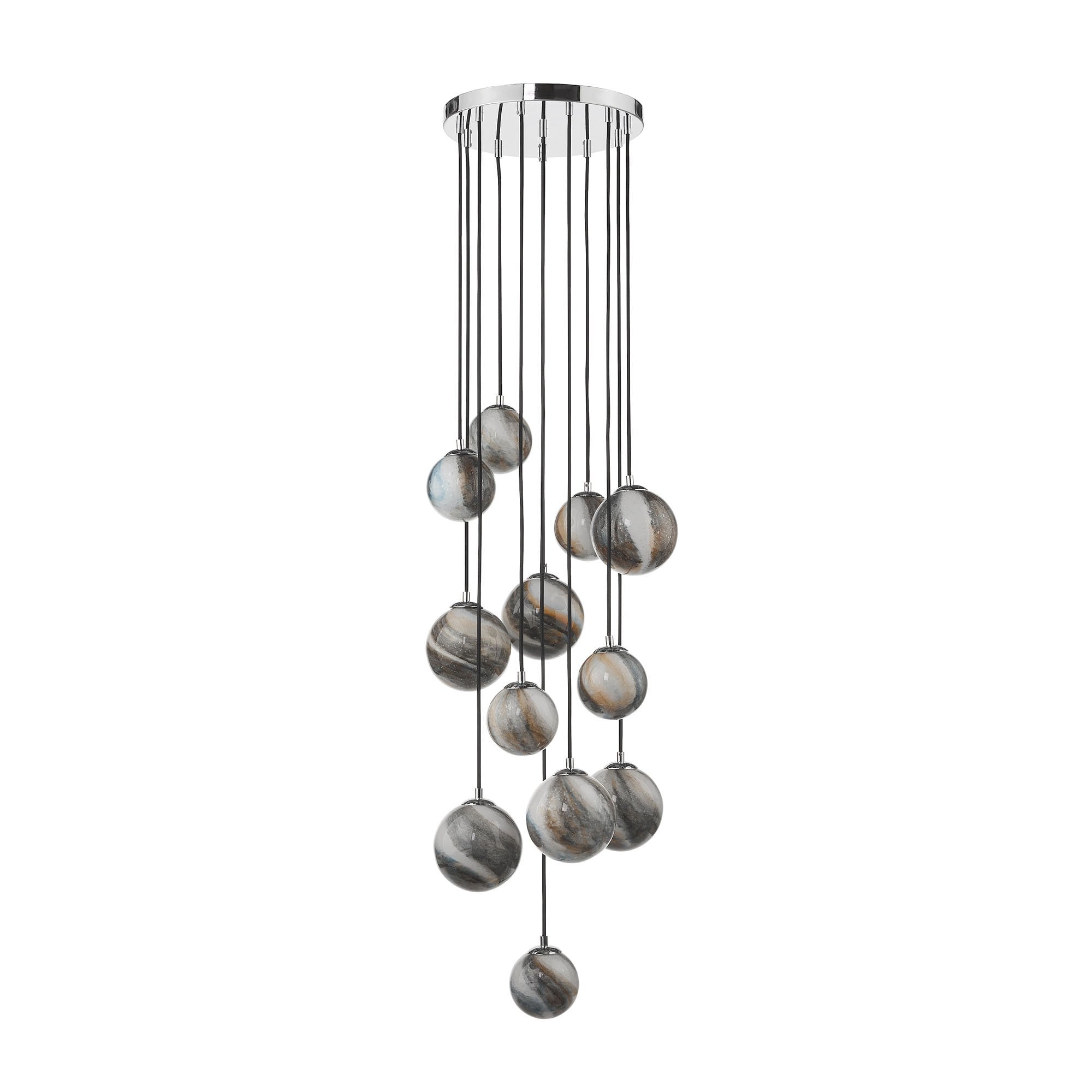 Mikara 12 Light Cluster Pendant Polished Chrome Glass 2.5M