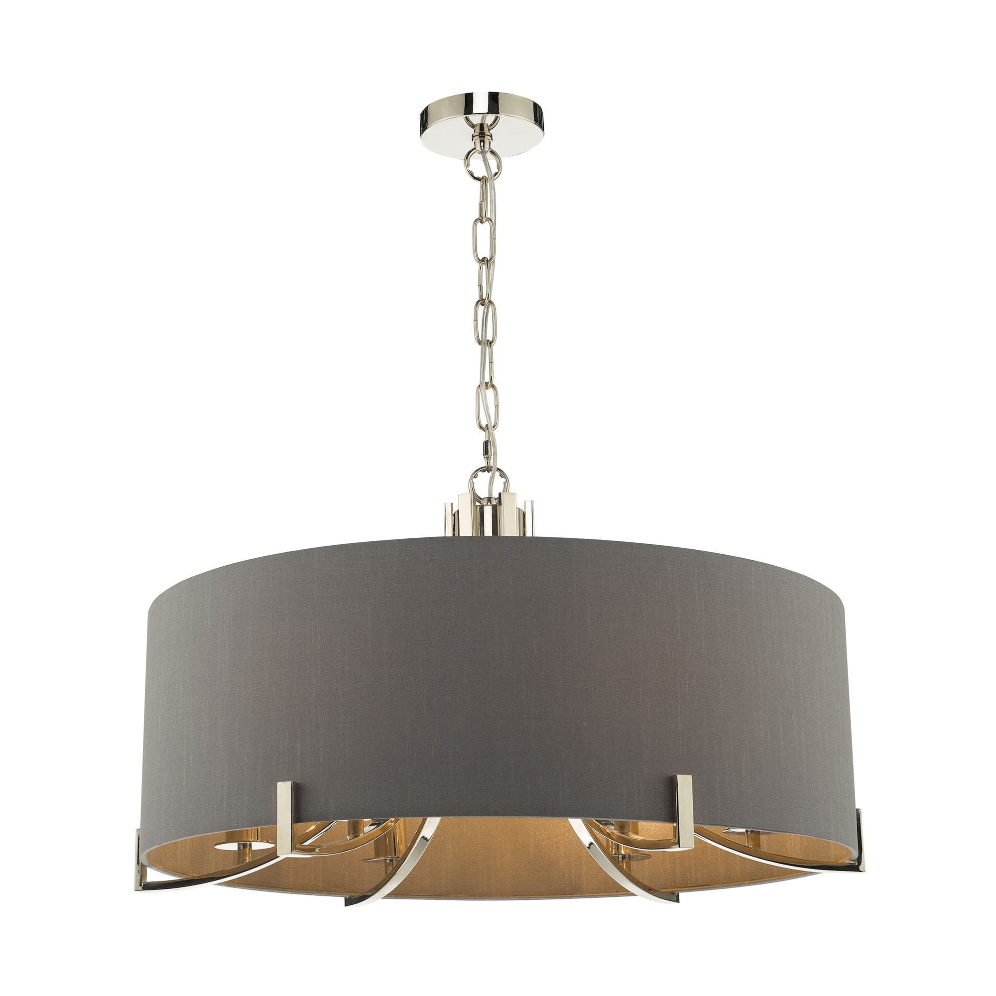 Veyron 6 Light Pendant Polished Nickel With Grey Shade