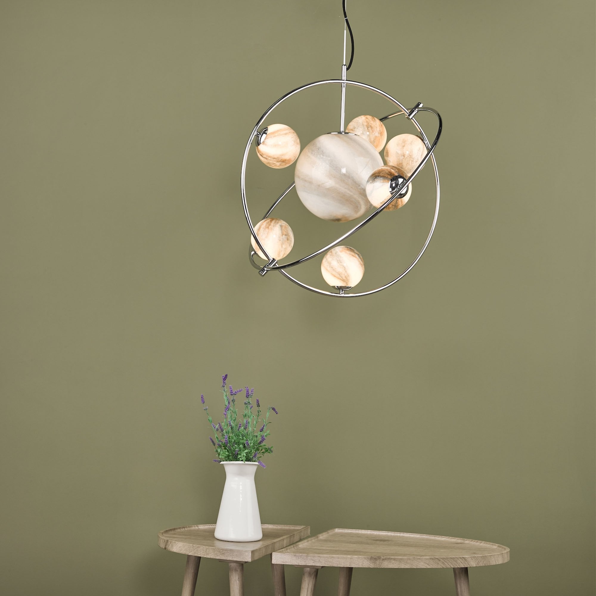 Mikara 7 Light Pendant Polished Chrome Glass