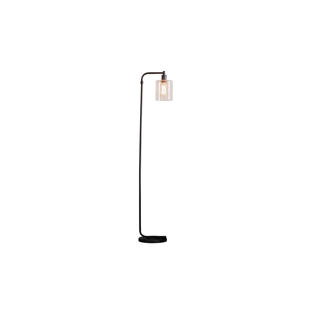 Toledo Matt Black Floor Lamp with Clear Glass Head