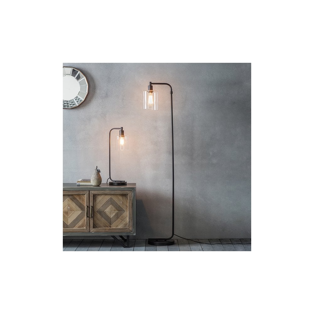 Toledo Matt Black Table Lamp with Clear Glass Head