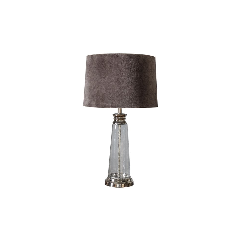 Winslet Hammered Glass Table Lamp C/W Grey Shade
