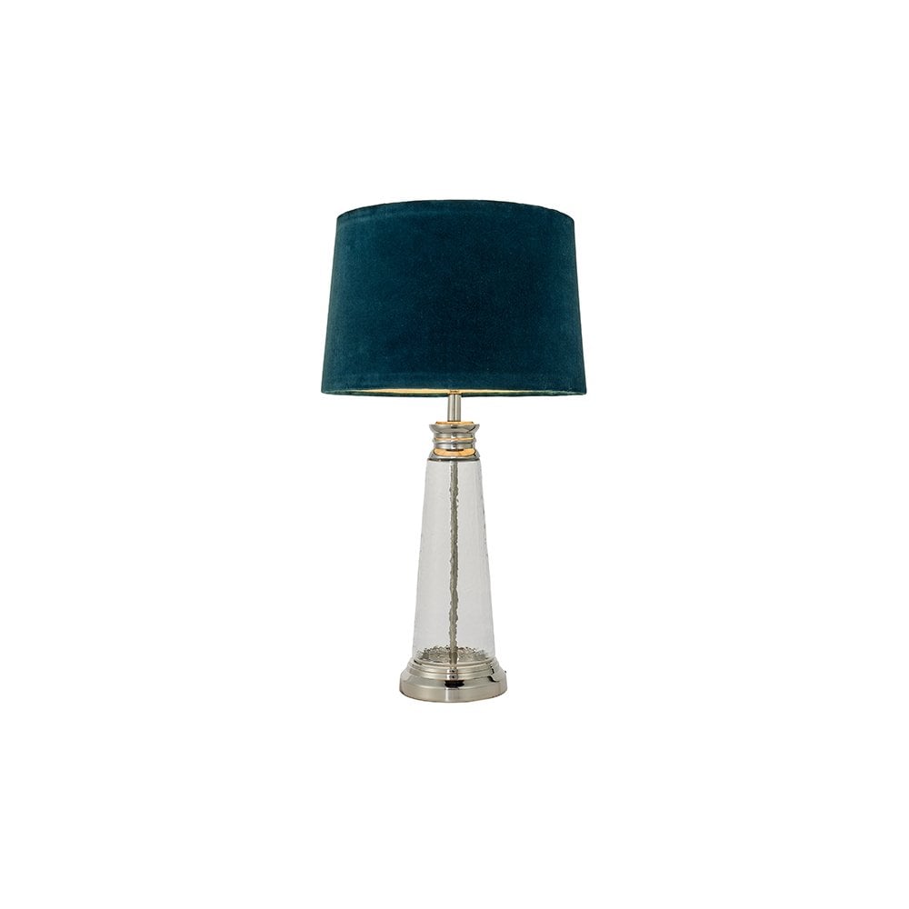 Winslet Hammered Glass Table Lamp C/W Teal Shade