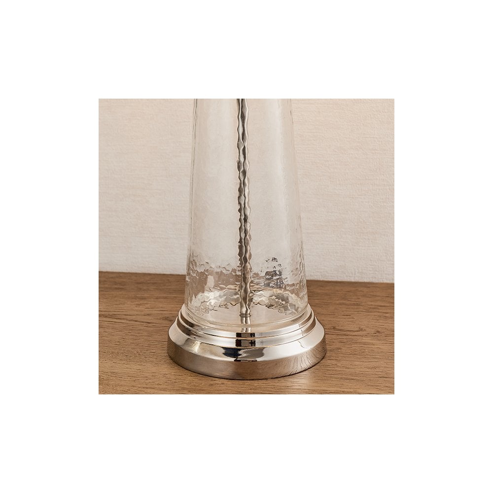 Winslet Hammered Glass Table Lamp C/W Teal Shade
