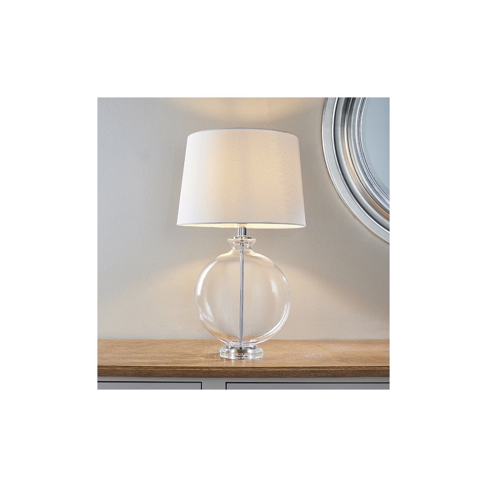 Gideon Glass Polished Nickel Table Lamp C/W Shade