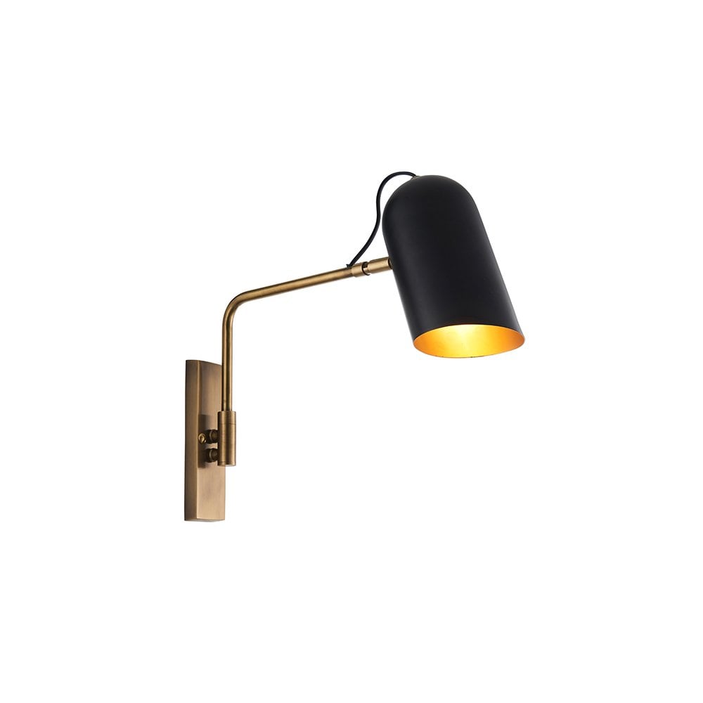 Navren Wall Light in Brass with Matt Black Shade