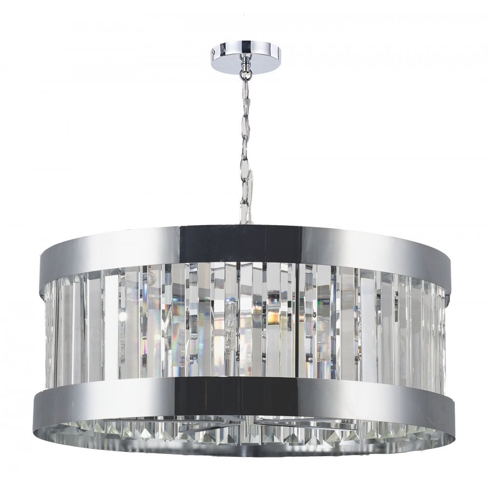 Pandora E27 5 Light Crystal Pendant Polished Chrome