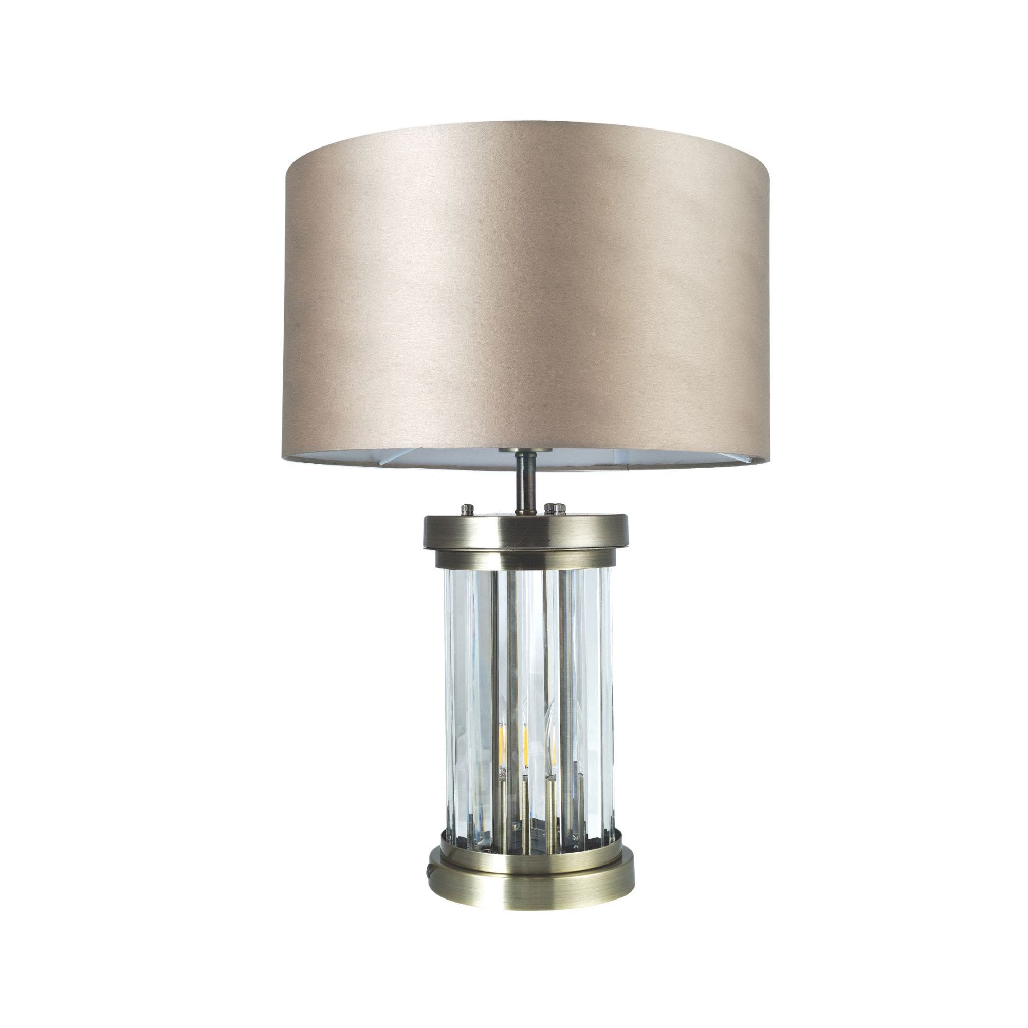 Pandora 2 Light Antique Brass Crystal Table Lamp