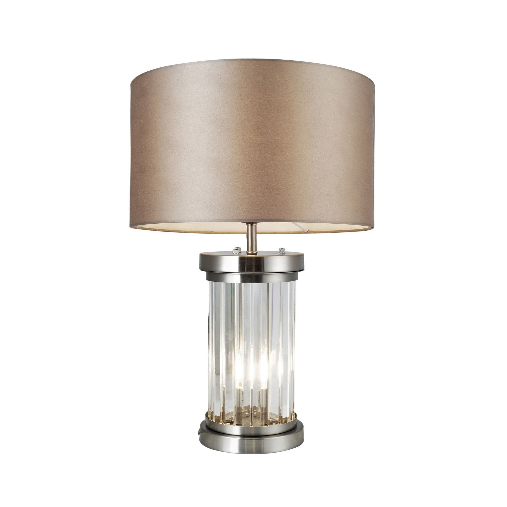 Pandora 2 Light Satin Chrome Crystal Table Lamp