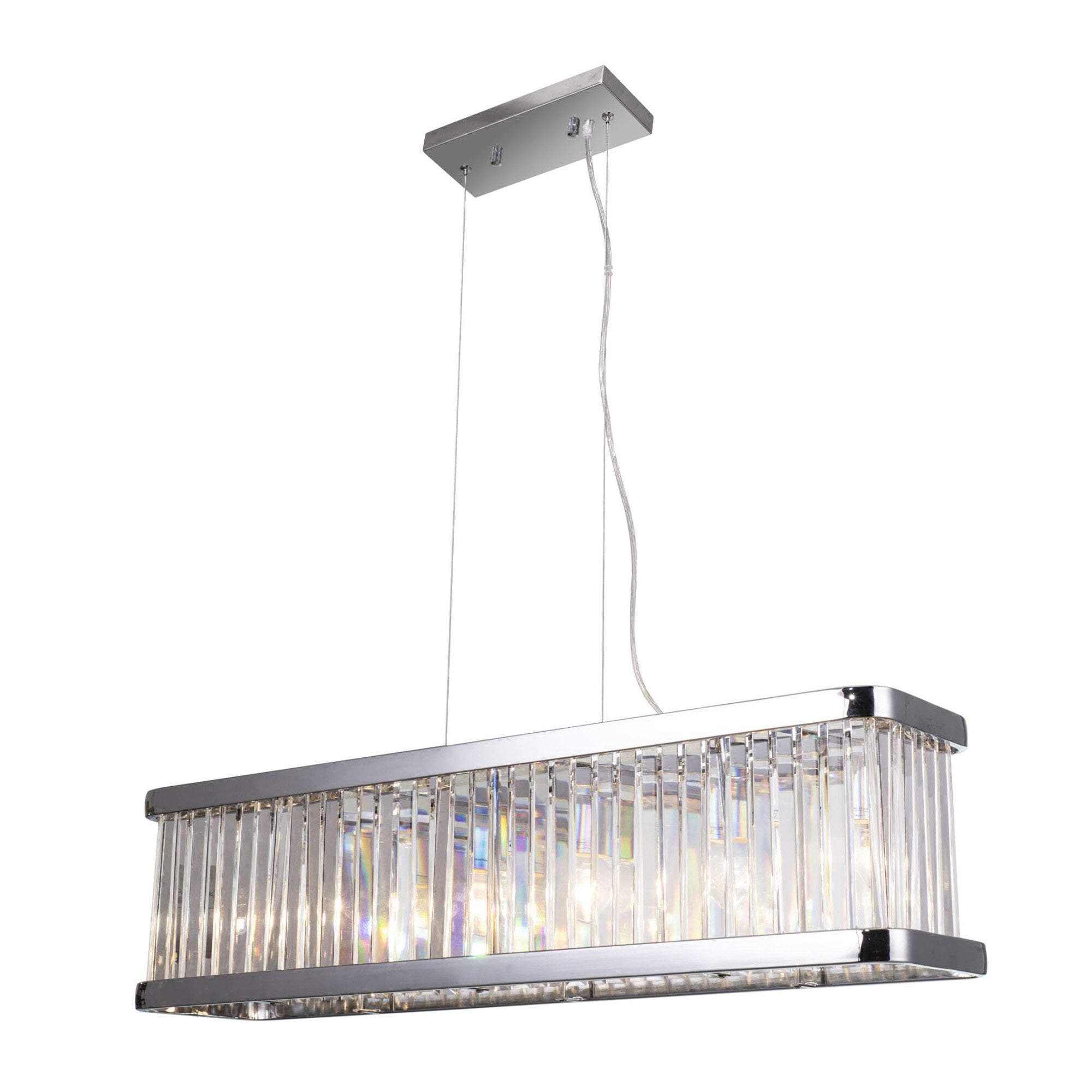 Pandora 5 Light Long Crystal Bar Pendant Polished Chrome