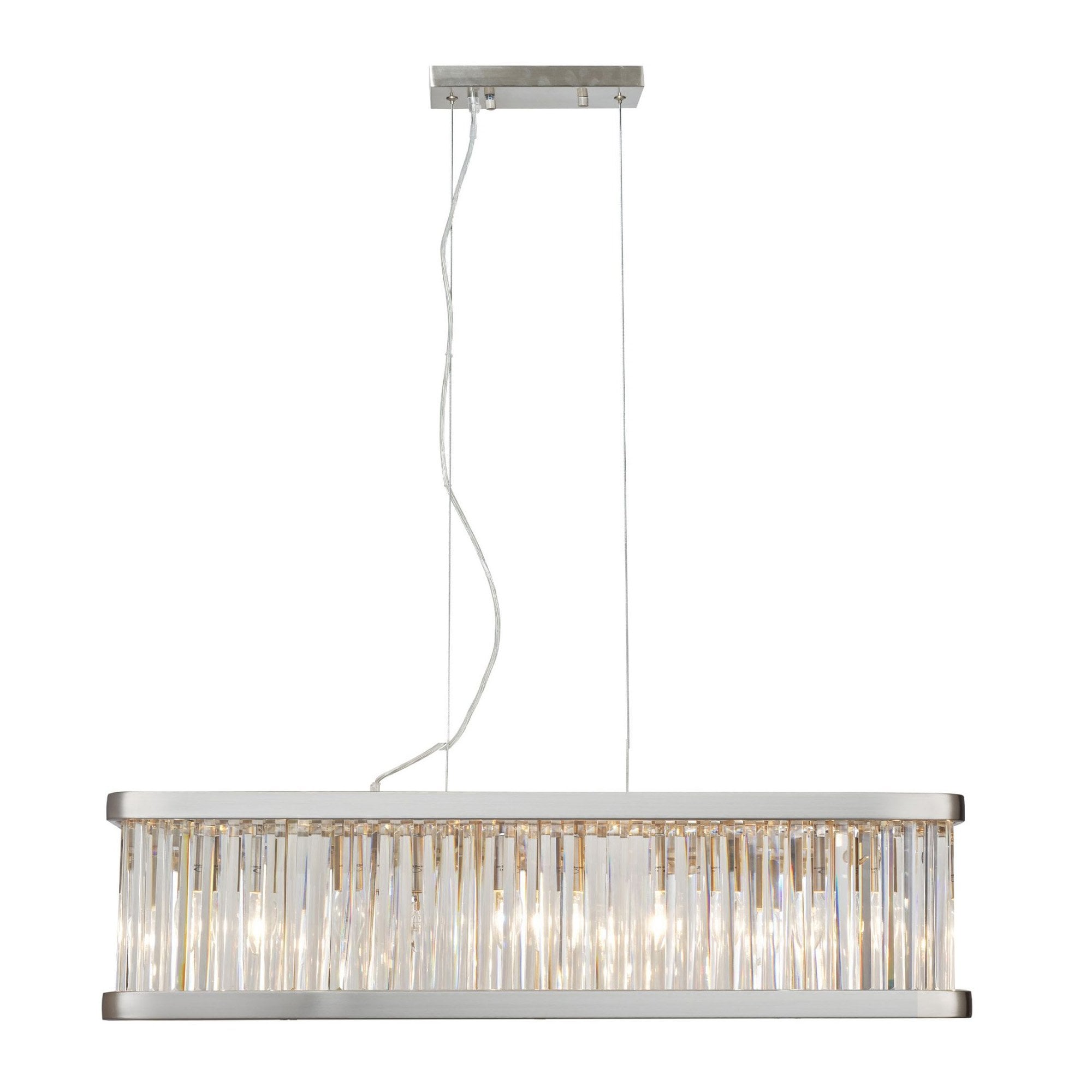 Pandora 5 Light Long Crystal Bar Pendant Satin Chrome