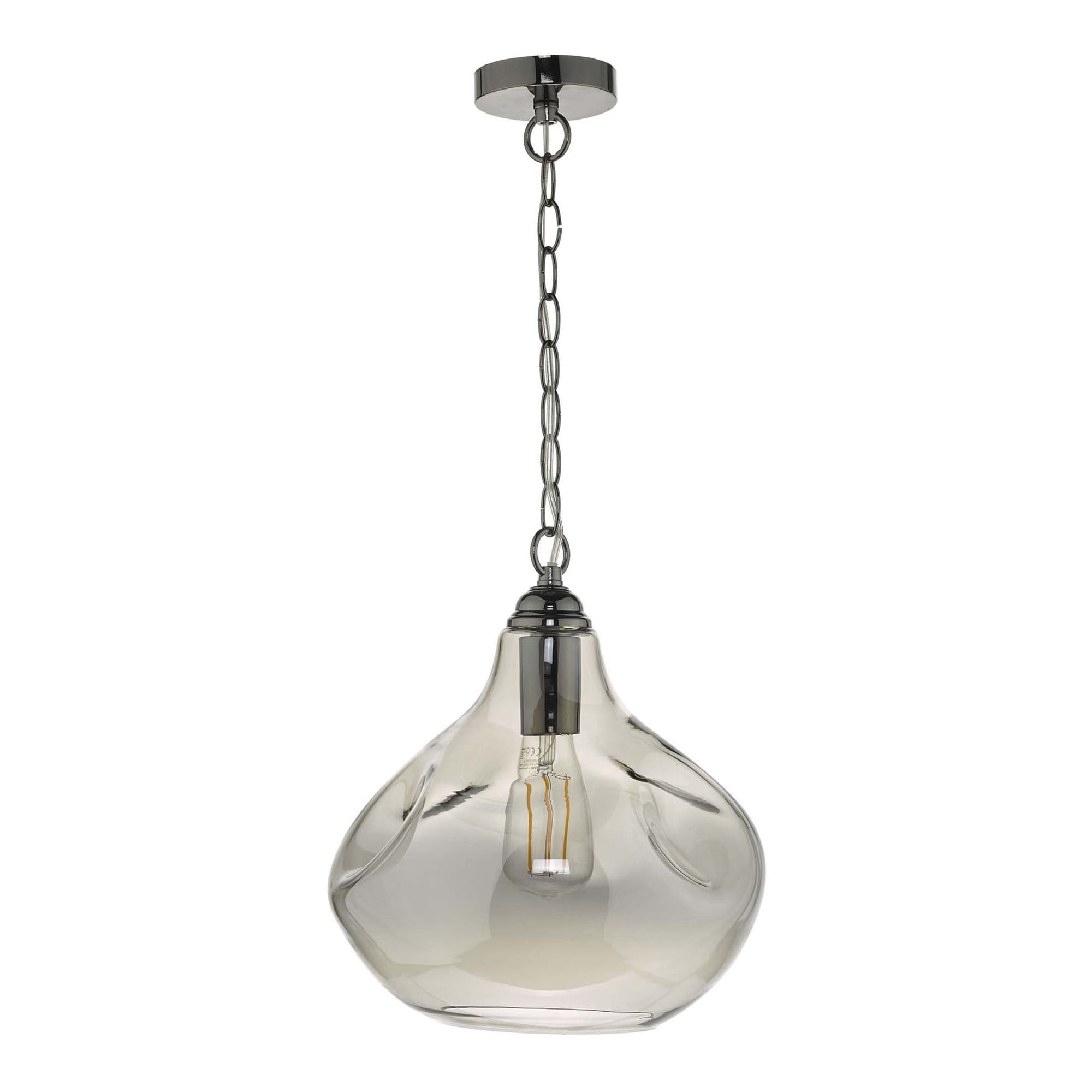 Esarosa Black Chrome And Smoked Glass Pendant
