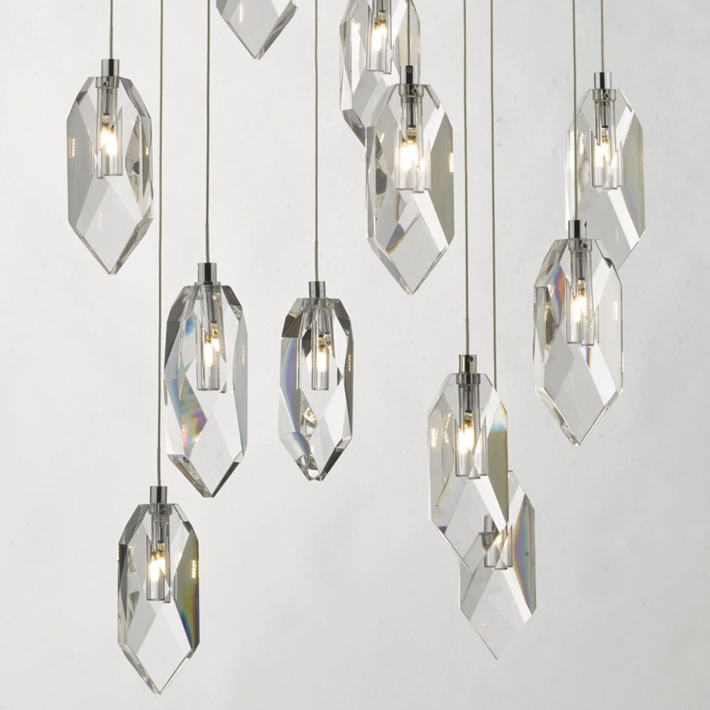 Crystal 12 Light Cluster Pendant in Polished Chrome