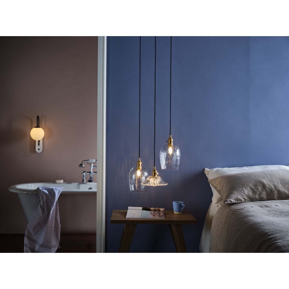 Hadano Pendant in Natural Brass With Flared Glass Shade